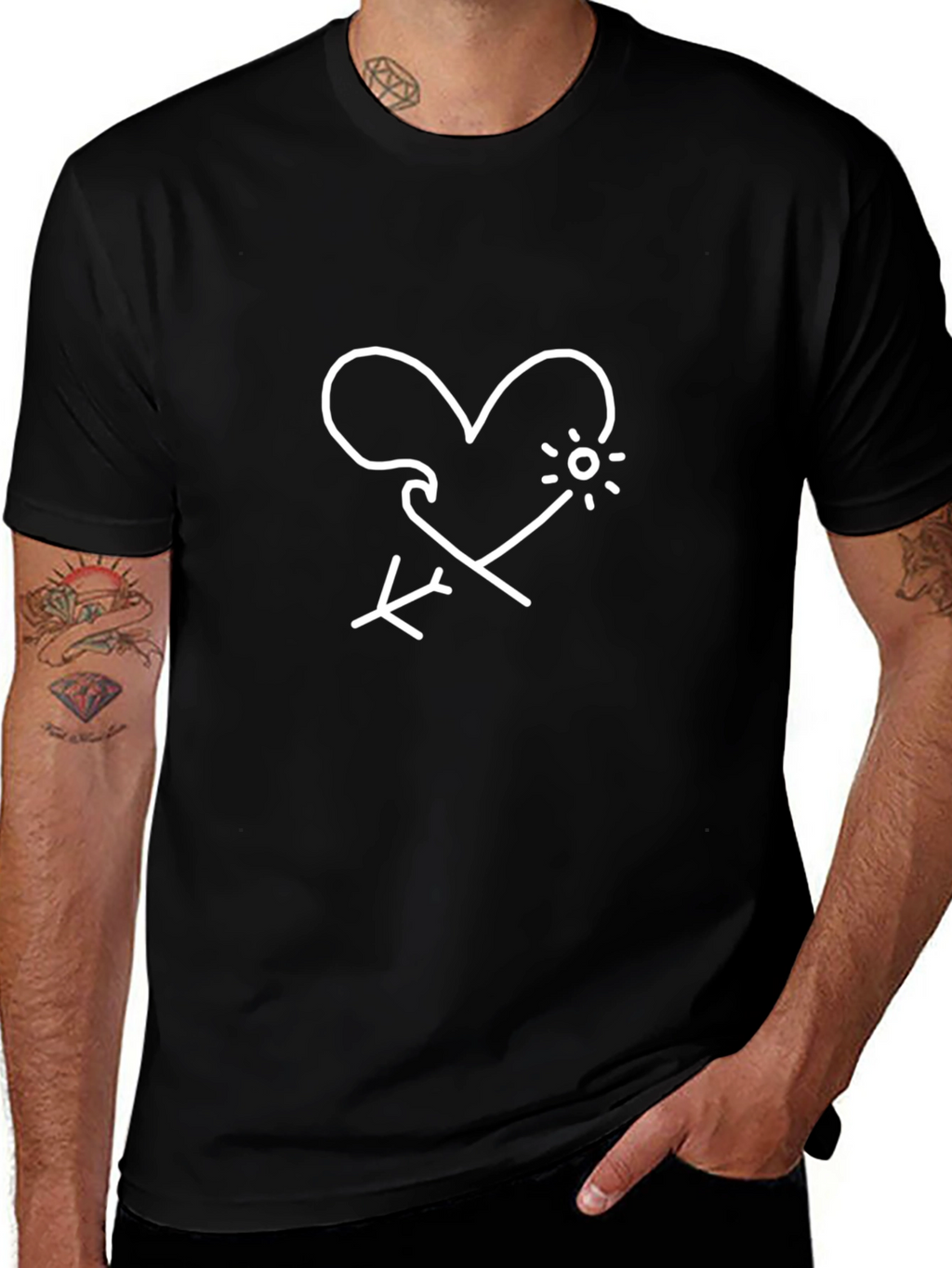 Heart & Arrow Graphic Black T-Shirt