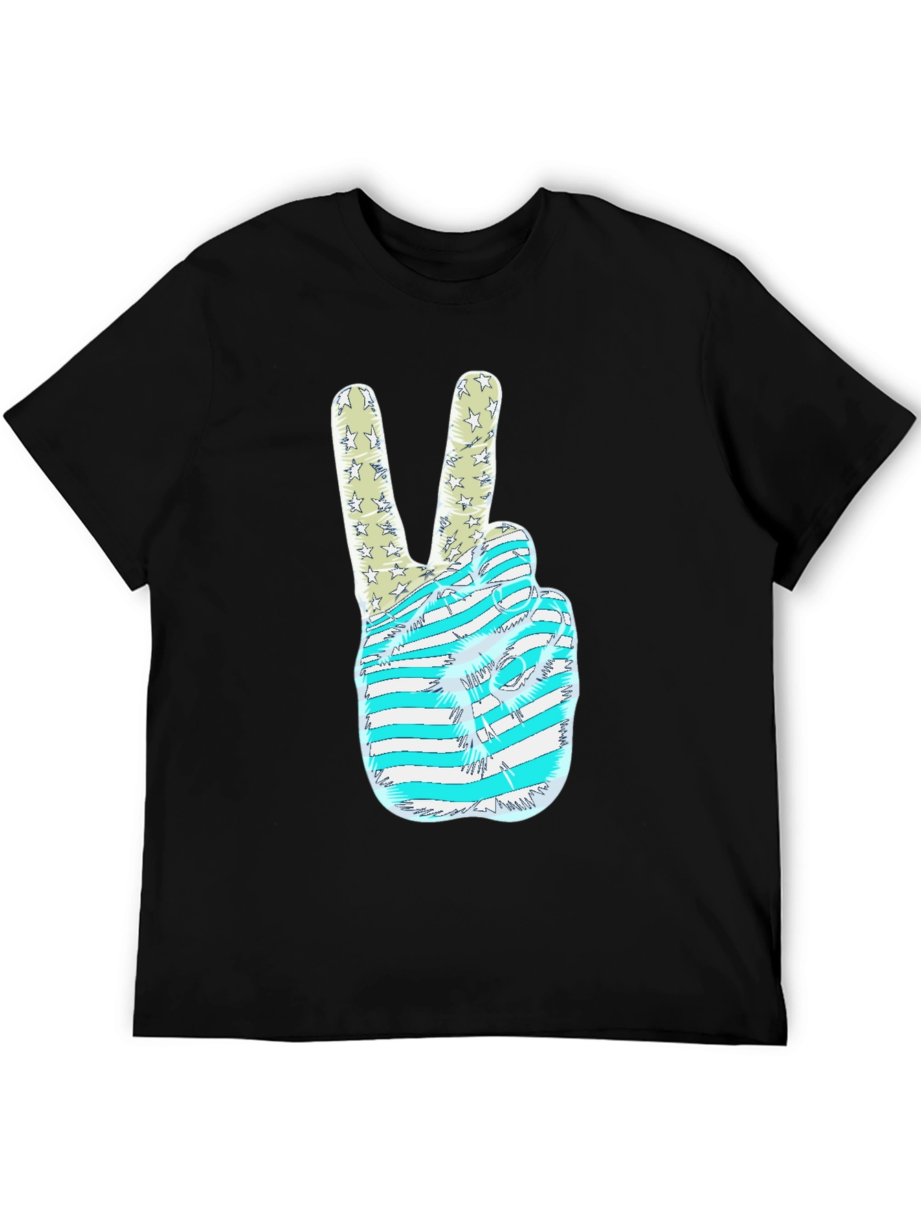 Patriotic Peace Sign Graphic Tee - USA Hand Gesture Shirt