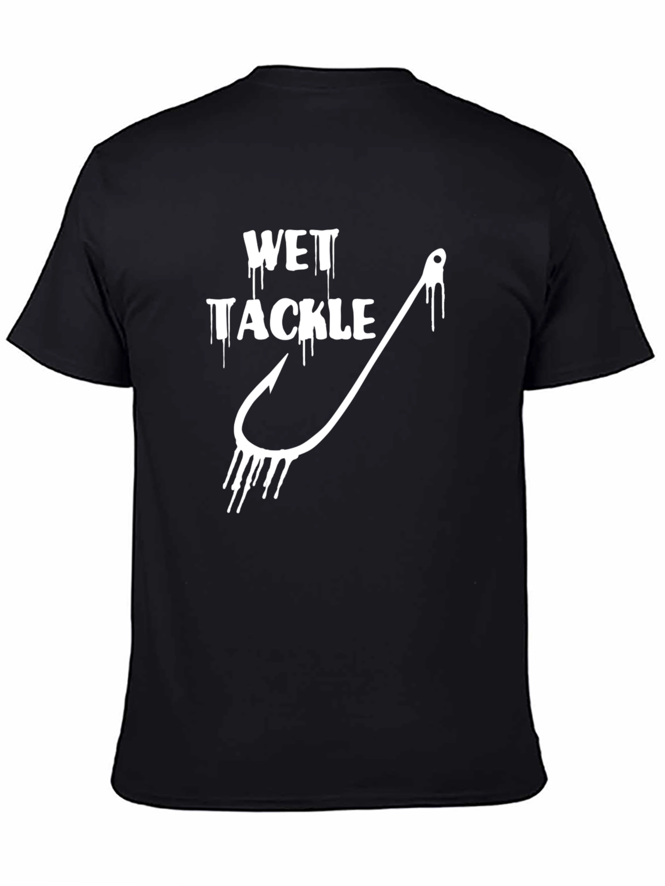 Wet Tackle Black Graphic Tee Fishing Hook Humor Novelty