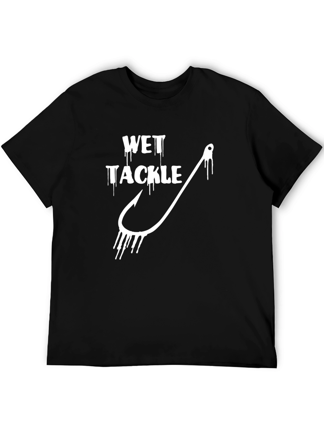 Wet Tackle Black Graphic Tee Fishing Hook Humor Novelty