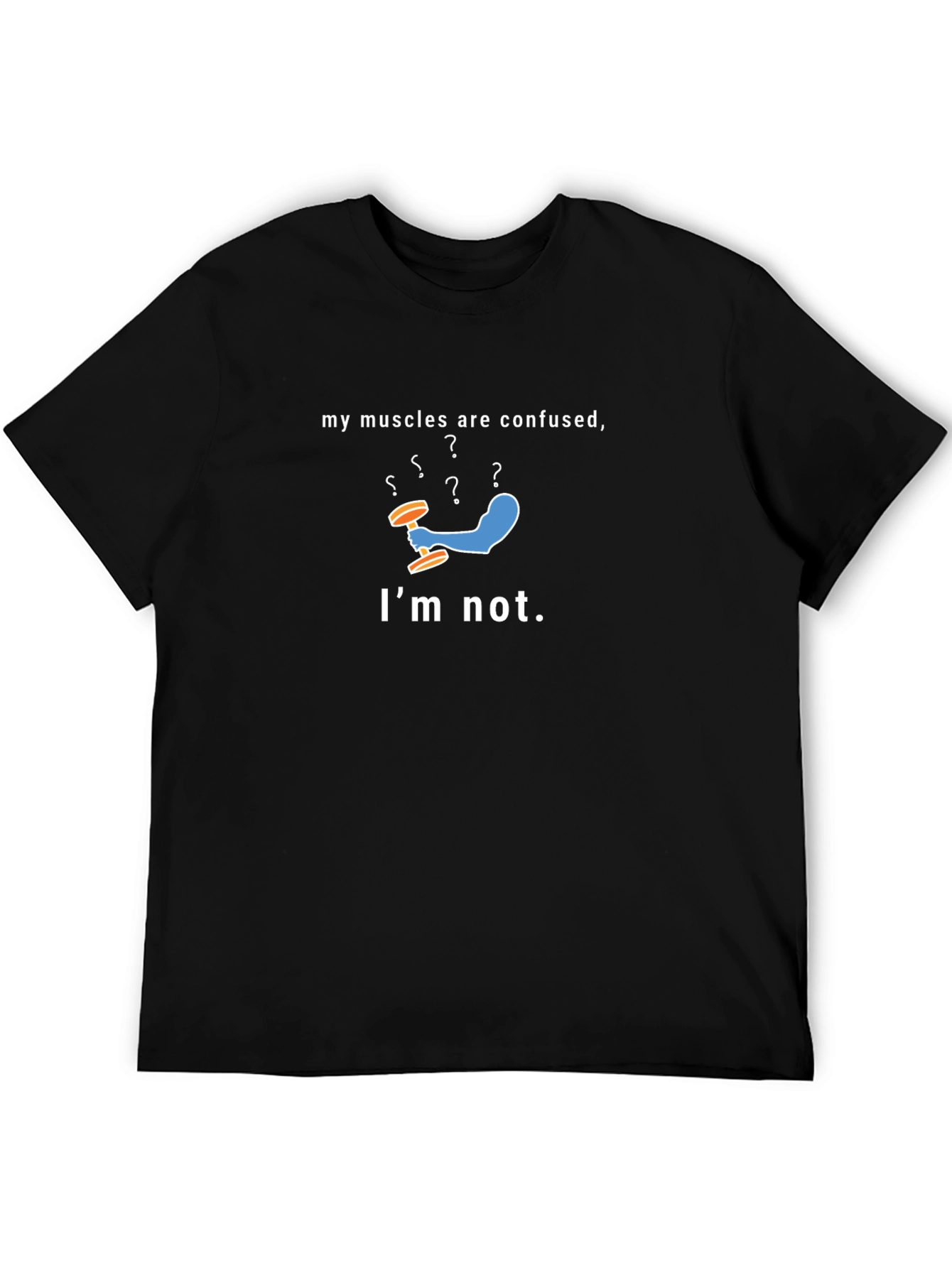 Funny Confused Muscles Graphic T-Shirt - Gym Humor Tee