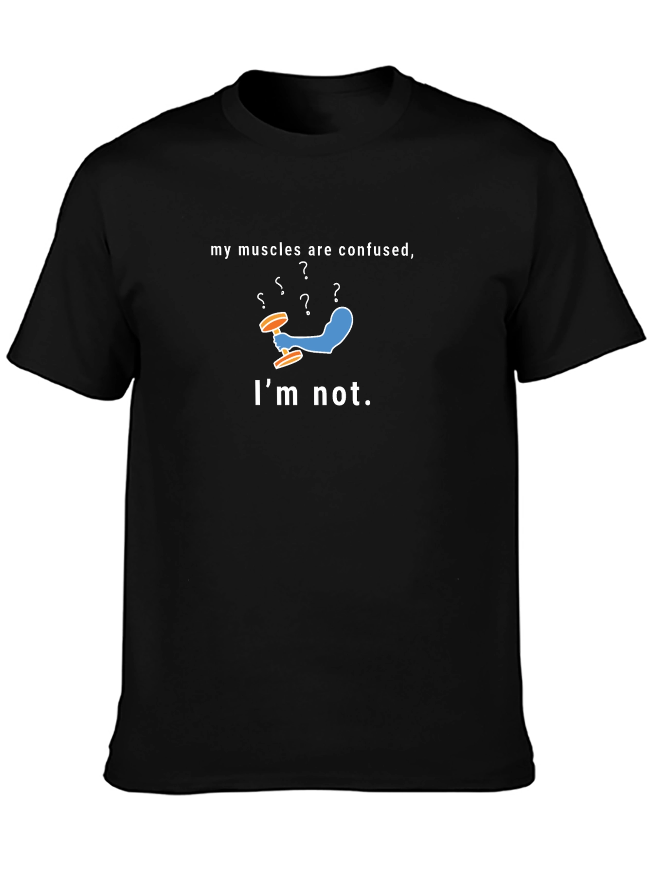 Funny Confused Muscles Graphic T-Shirt - Gym Humor Tee