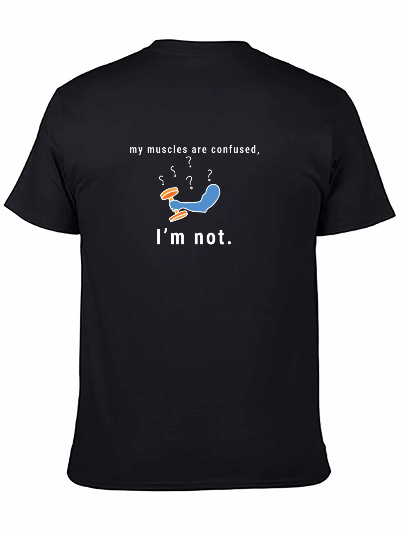 Funny Confused Muscles Graphic T-Shirt - Gym Humor Tee