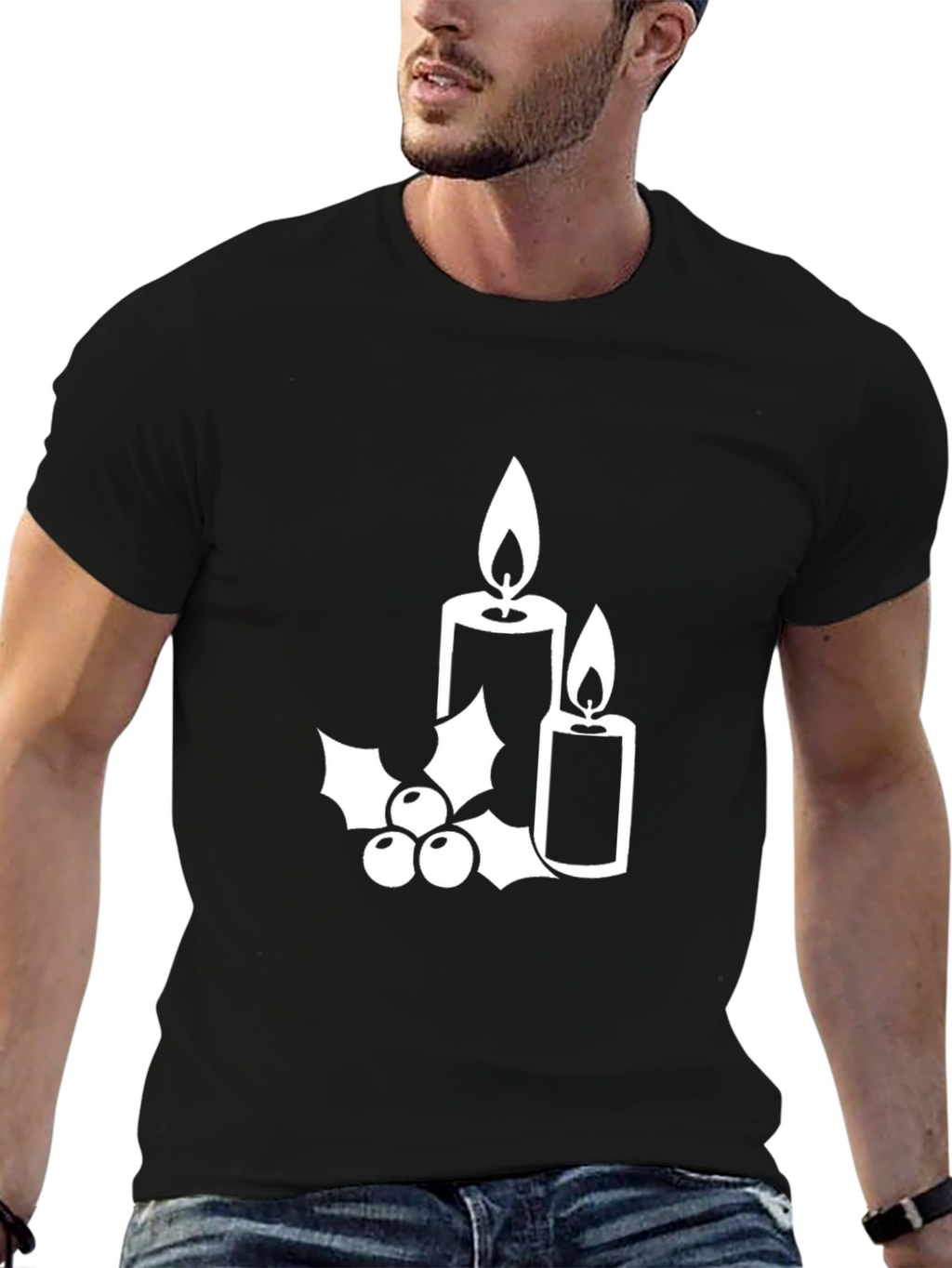 Festive Candles & Holly Graphic Tee
