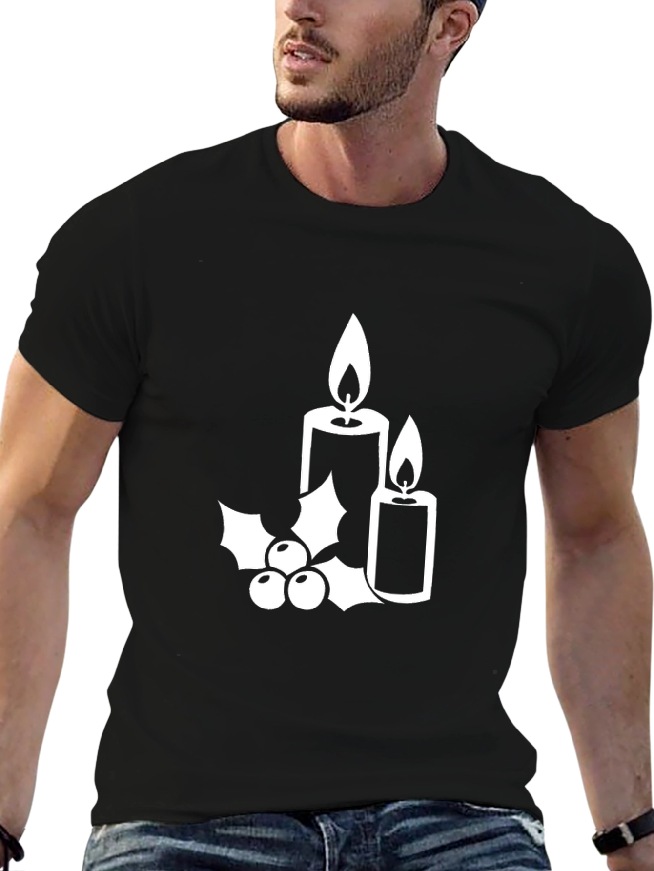 Festive Candles & Holly Graphic Tee