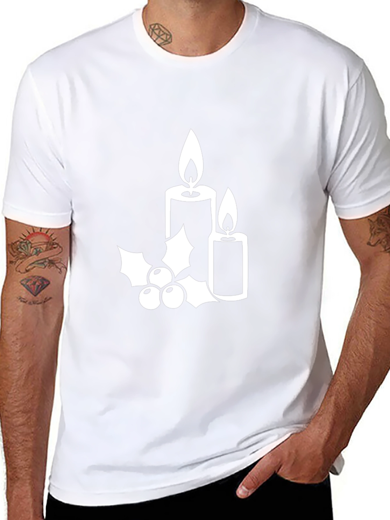 Festive Candles & Holly Graphic Tee
