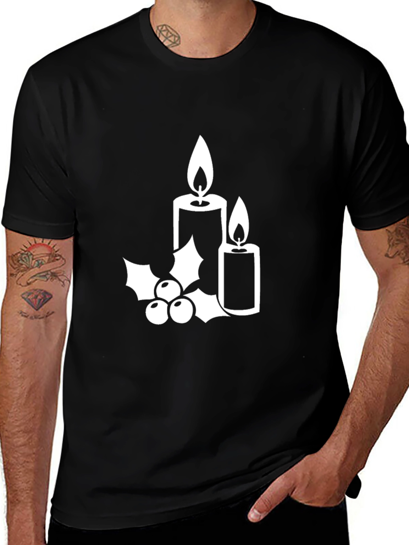Festive Candles & Holly Graphic Tee
