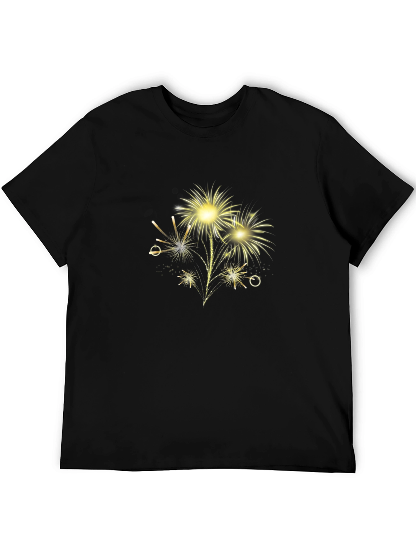 Festive Fireworks Graphic Tee - Black Cotton Blend