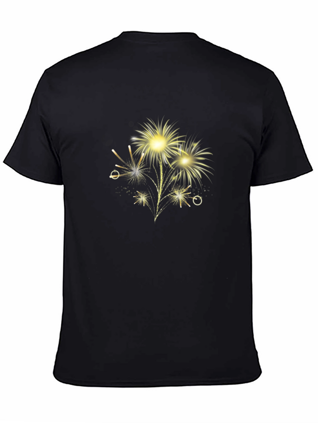 Festive Fireworks Graphic Tee - Black Cotton Blend