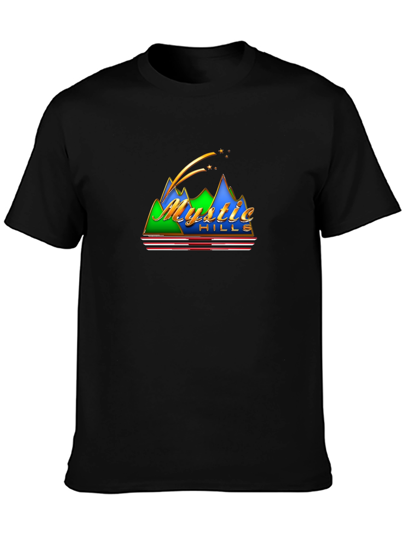 Mystic Hills Retro Graphic Black T-Shirt
