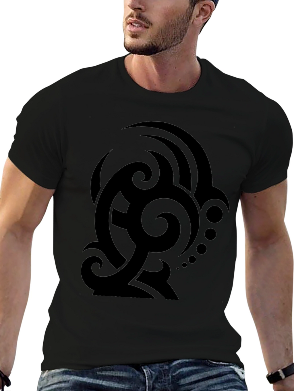 Mens Black Tribal Graphic T-Shirt