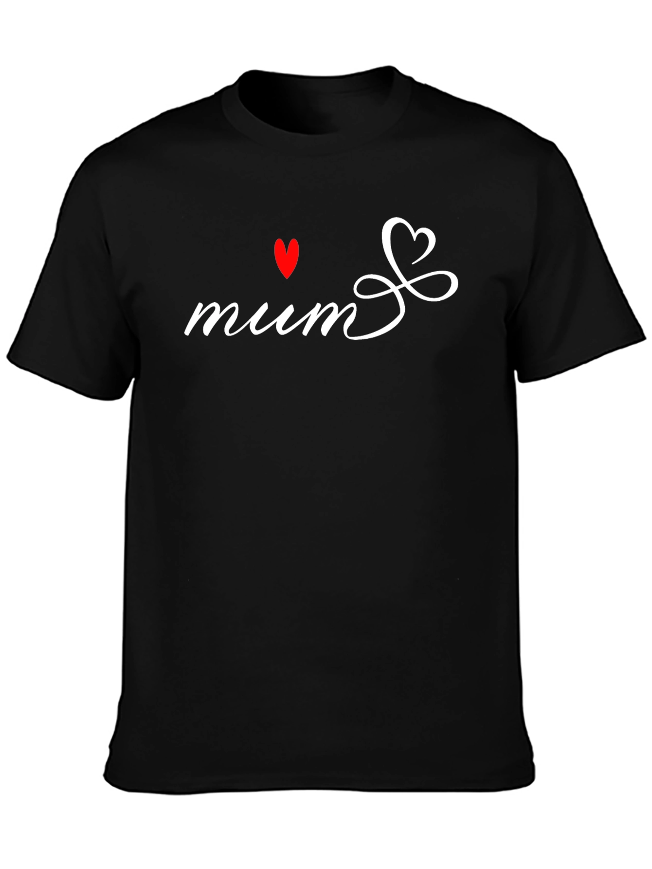 Mum Heart Graphic Black T-Shirt