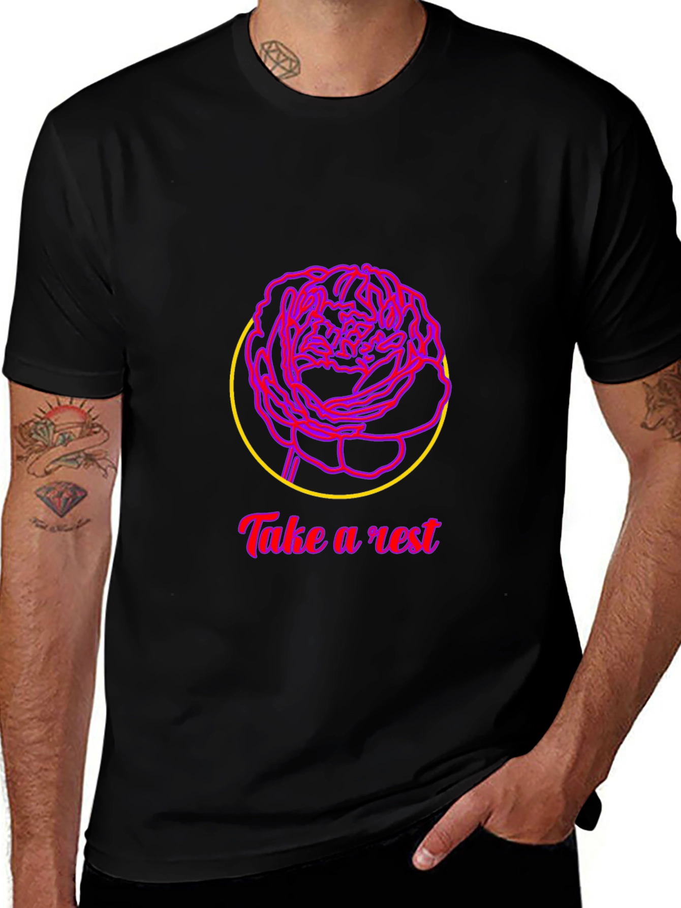 Relaxing Rose Graphic Tee - Take a Rest