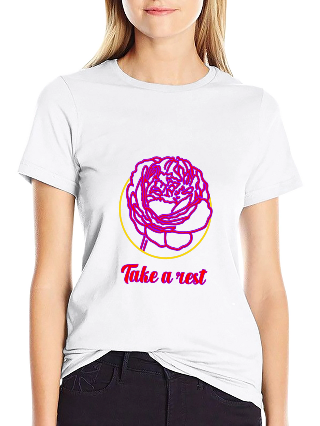 Relaxing Rose Graphic Tee - Take a Rest