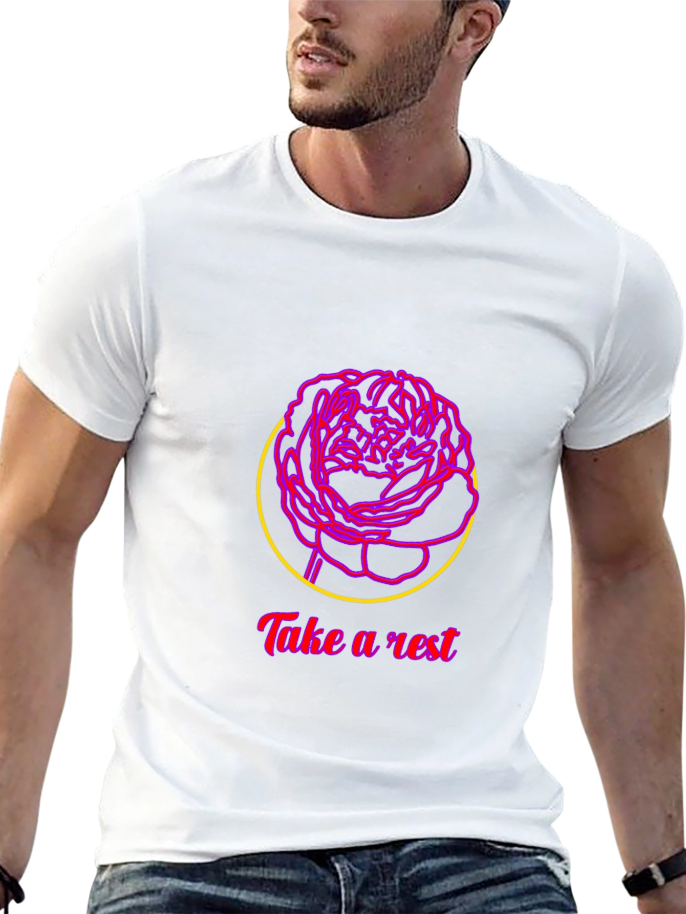 Relaxing Rose Graphic Tee - Take a Rest