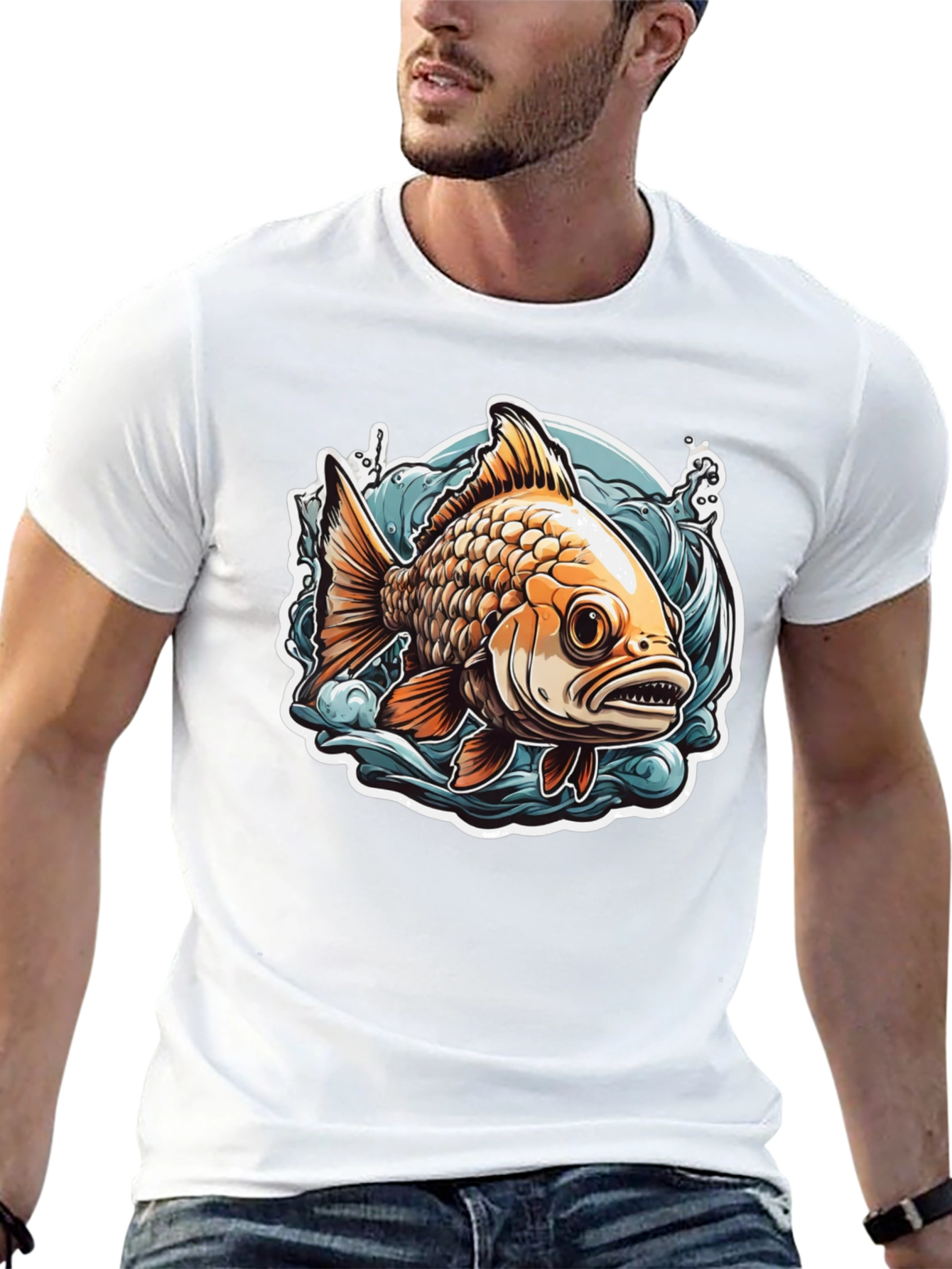 Goldfish Graphic Tee - Black Cotton T-Shirt