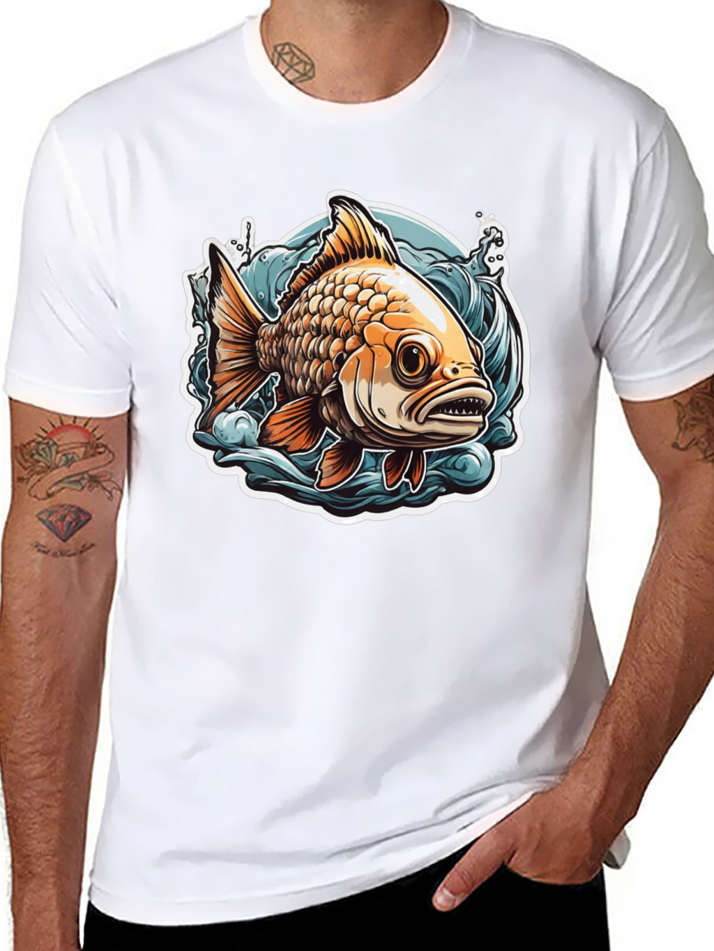 Goldfish Graphic Tee - Black Cotton T-Shirt