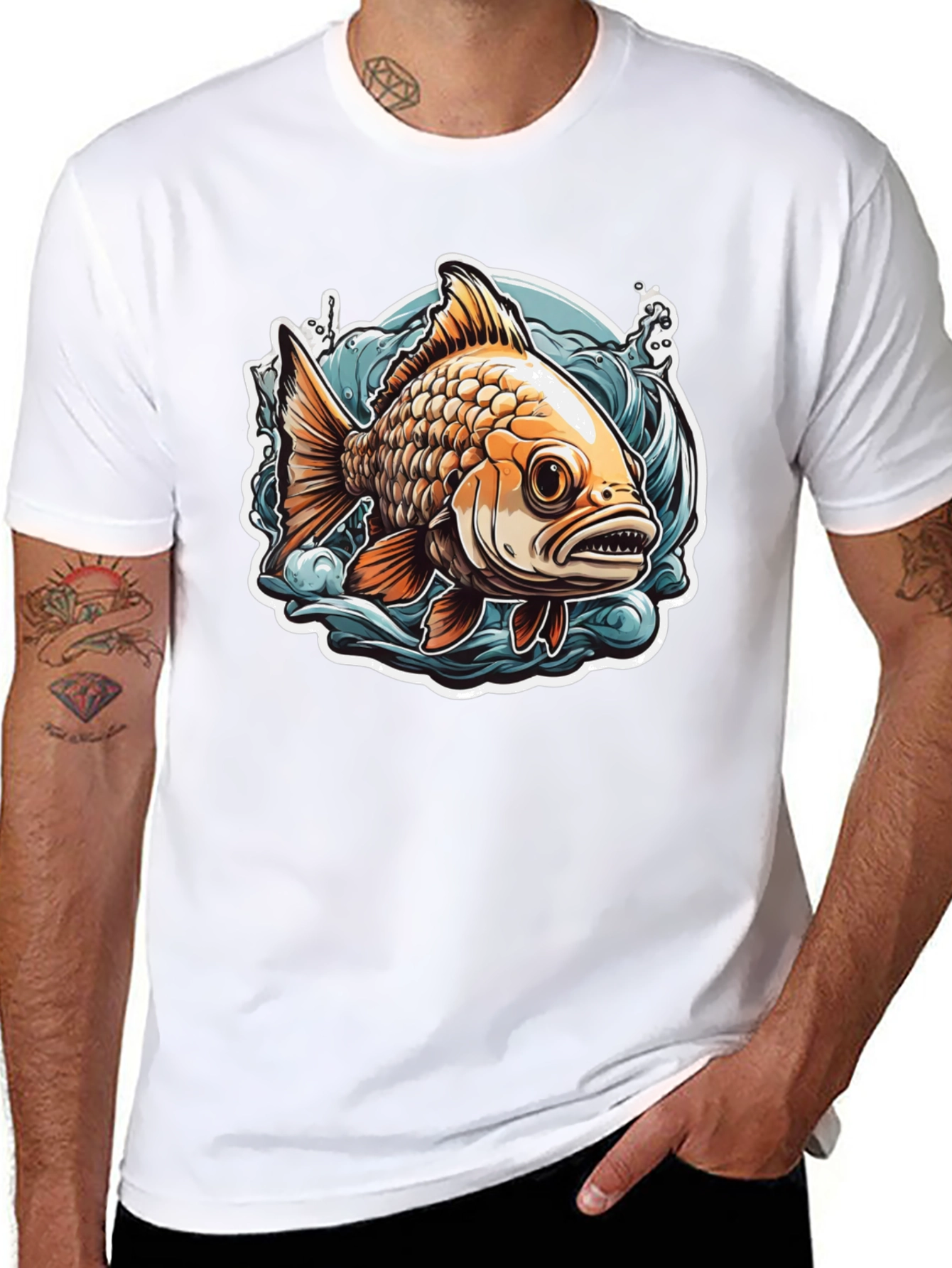 Goldfish Graphic Tee - Black Cotton T-Shirt
