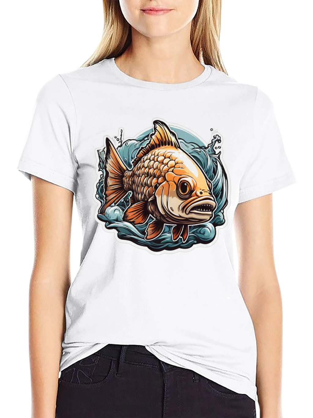 Goldfish Graphic Tee - Black Cotton T-Shirt