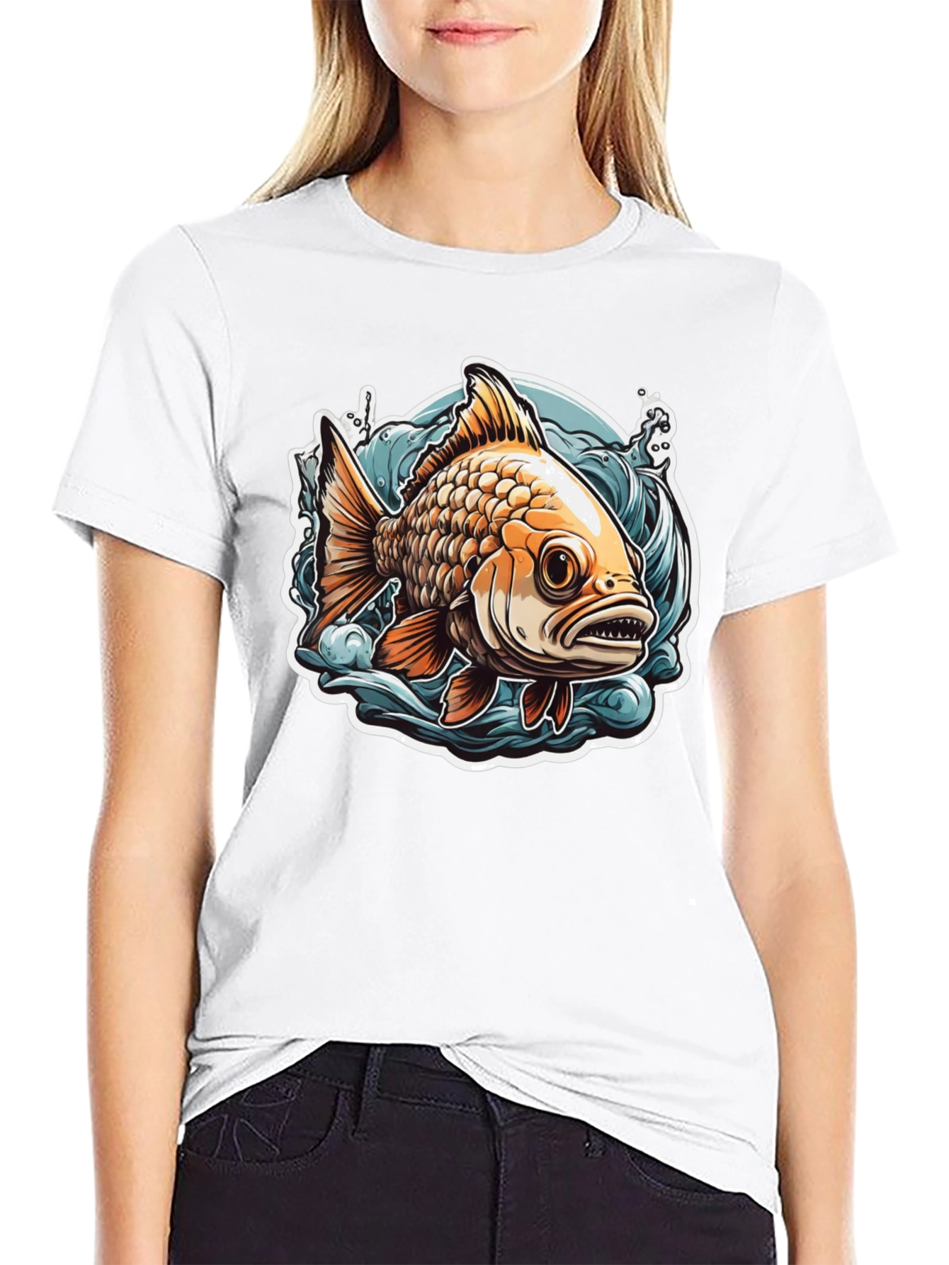 Goldfish Graphic Tee - Black Cotton T-Shirt