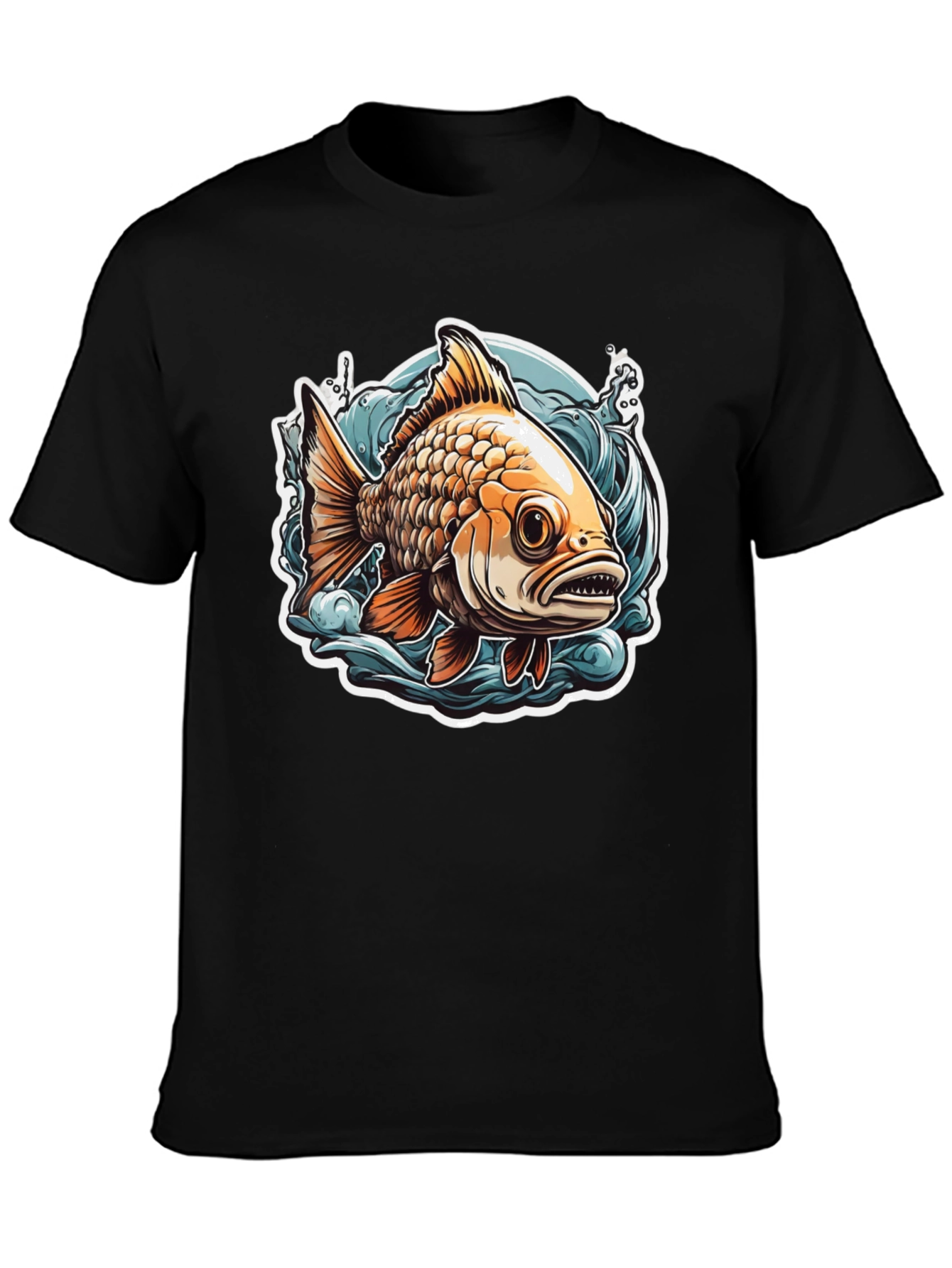 Goldfish Graphic Tee - Black Cotton T-Shirt