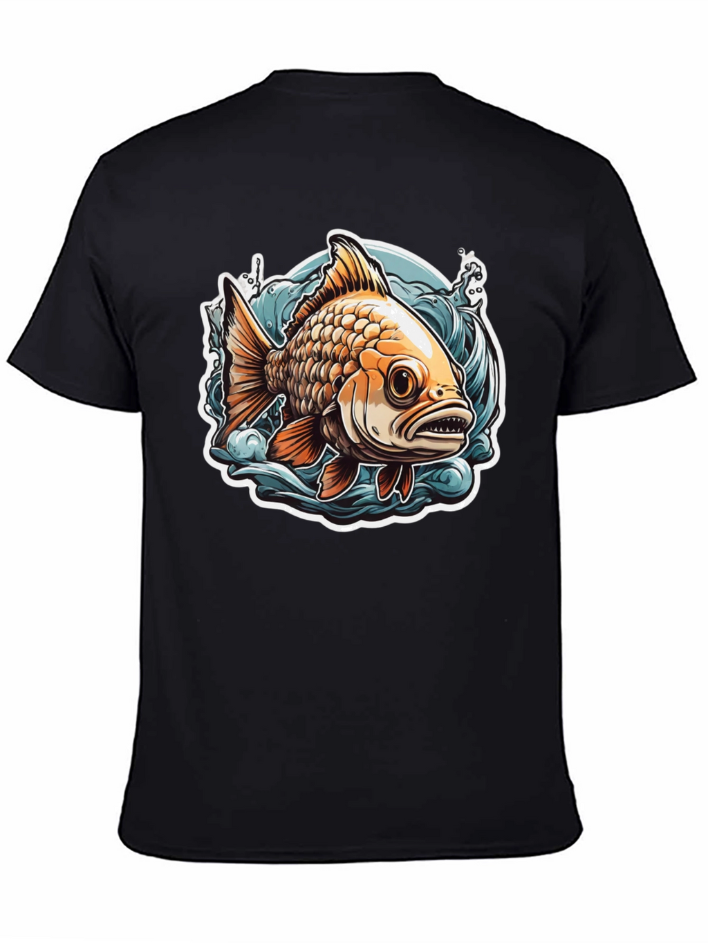 Goldfish Graphic Tee - Black Cotton T-Shirt