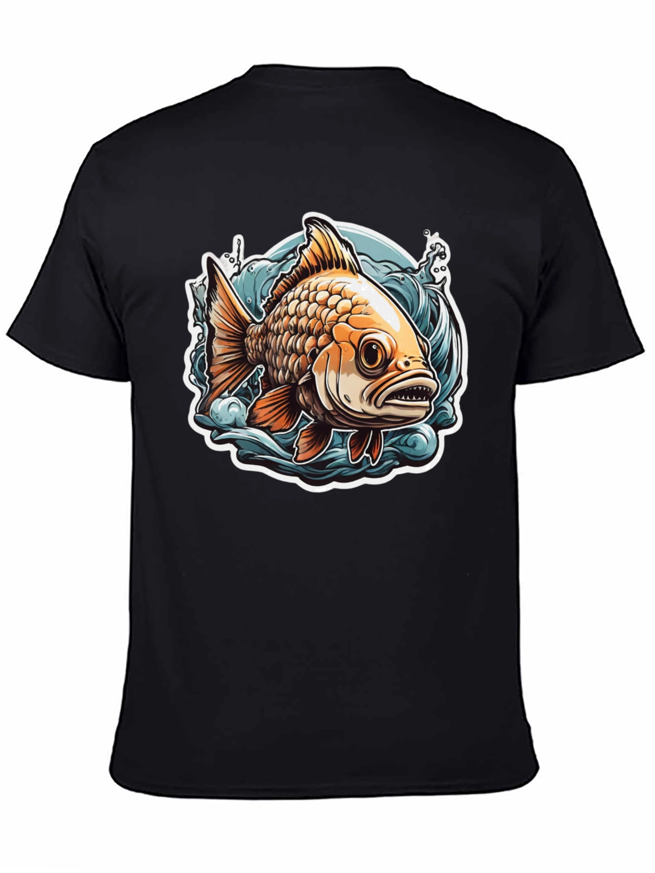 Goldfish Graphic Tee - Black Cotton T-Shirt
