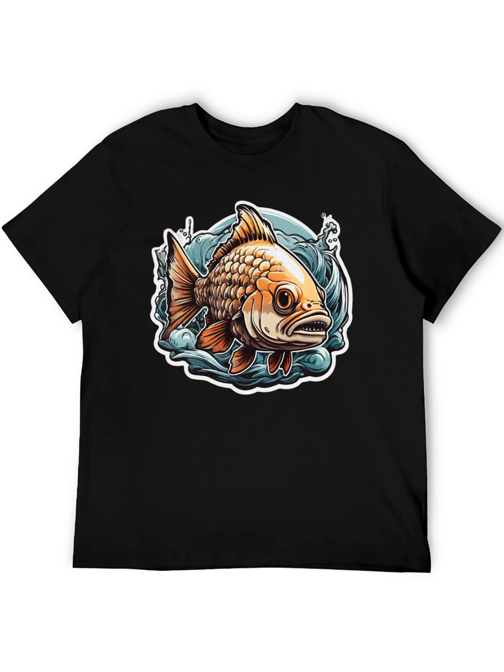 Goldfish Graphic Tee - Black Cotton T-Shirt