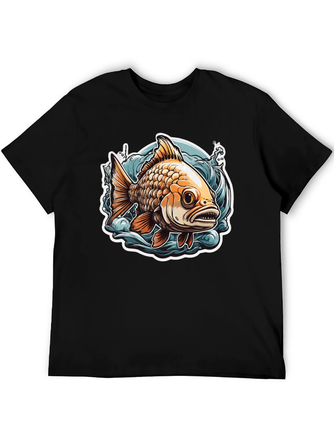 Goldfish Graphic Tee - Black Cotton T-Shirt