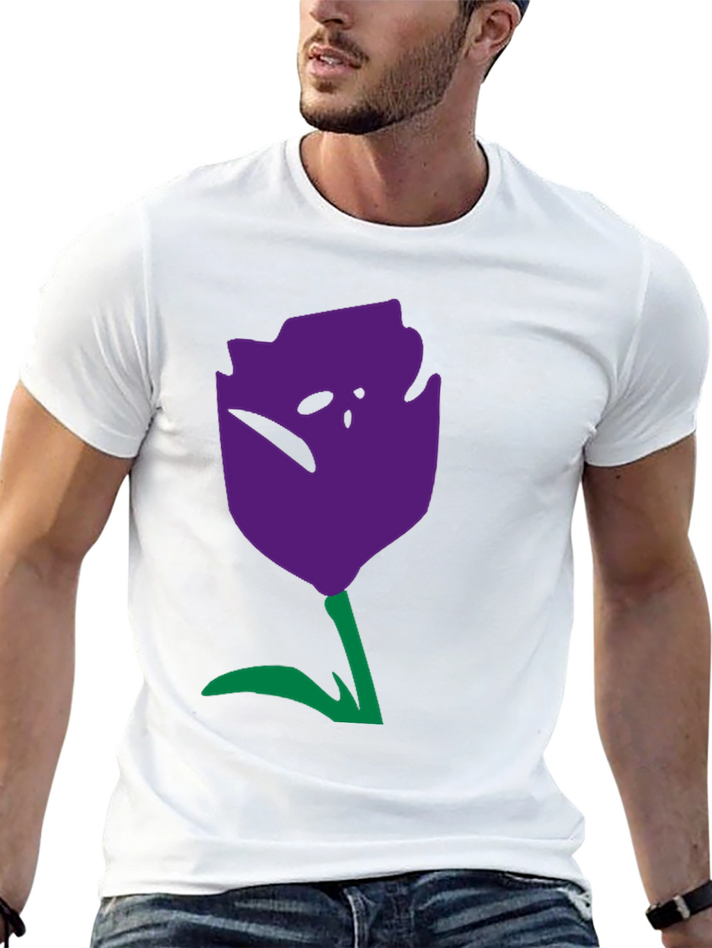 Abstract Tulip Graphic Tee - Unisex Black Cotton Shirt
