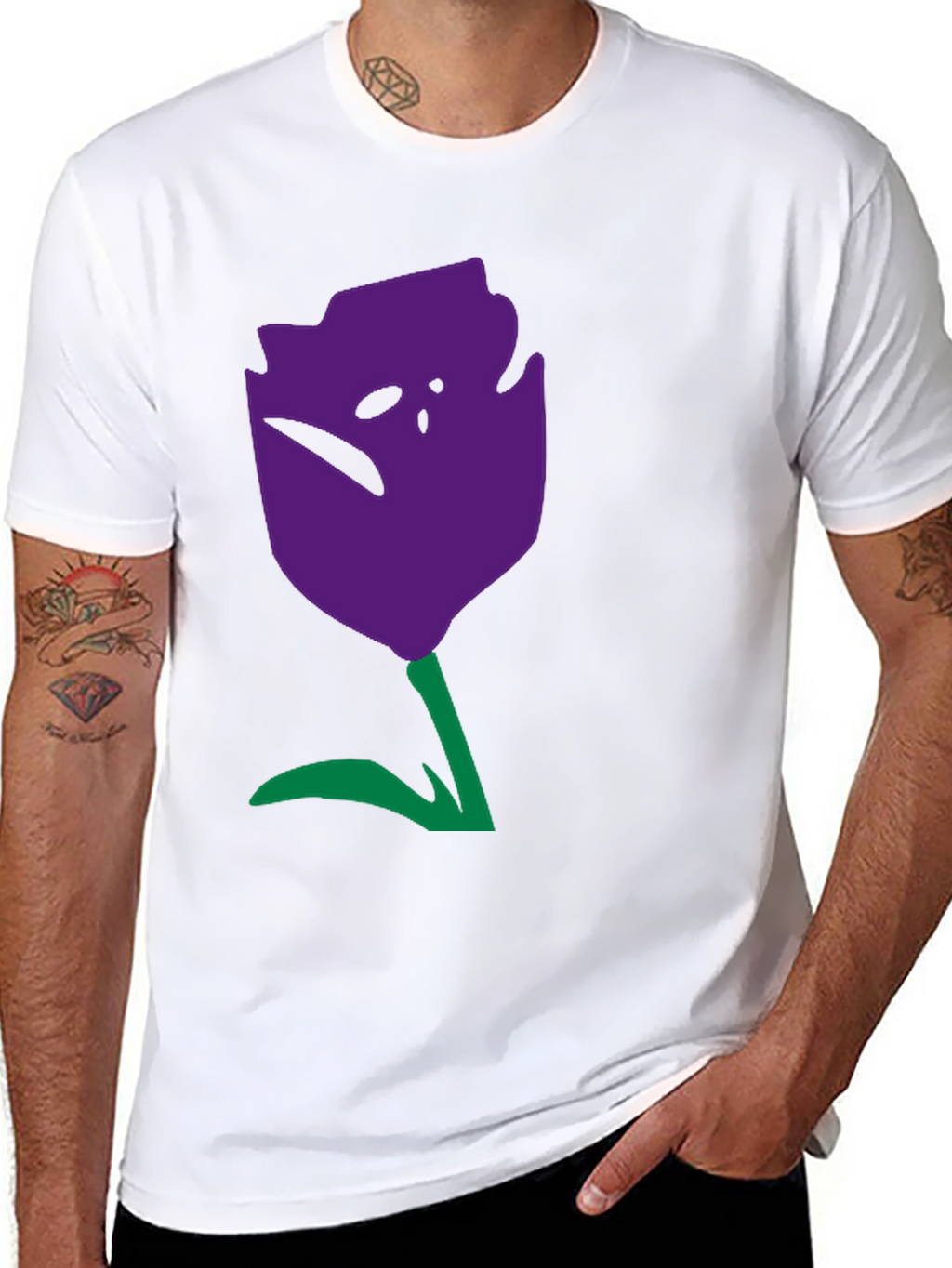 Abstract Tulip Graphic Tee - Unisex Black Cotton Shirt
