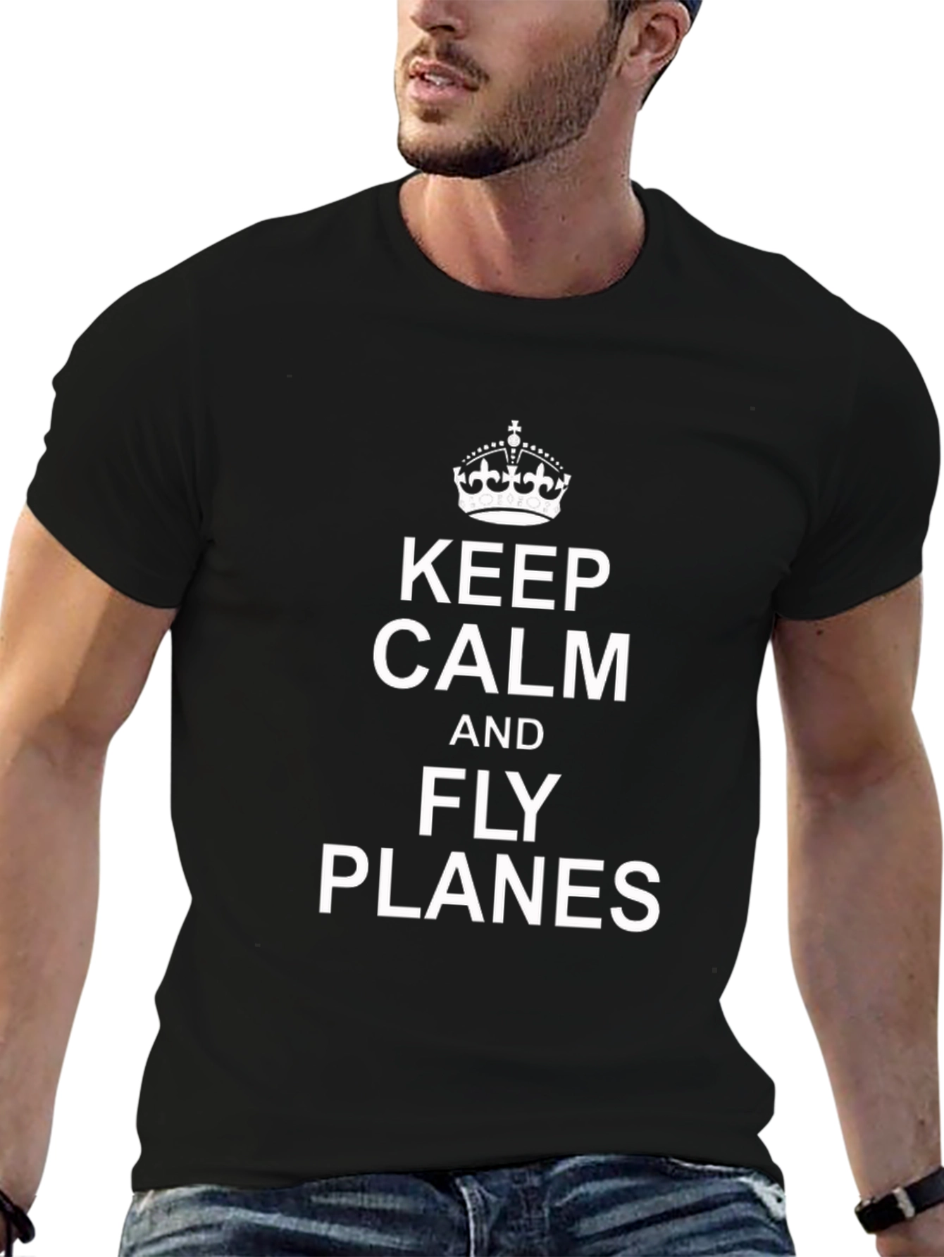 Keep Calm & Fly Planes Black T-Shirt