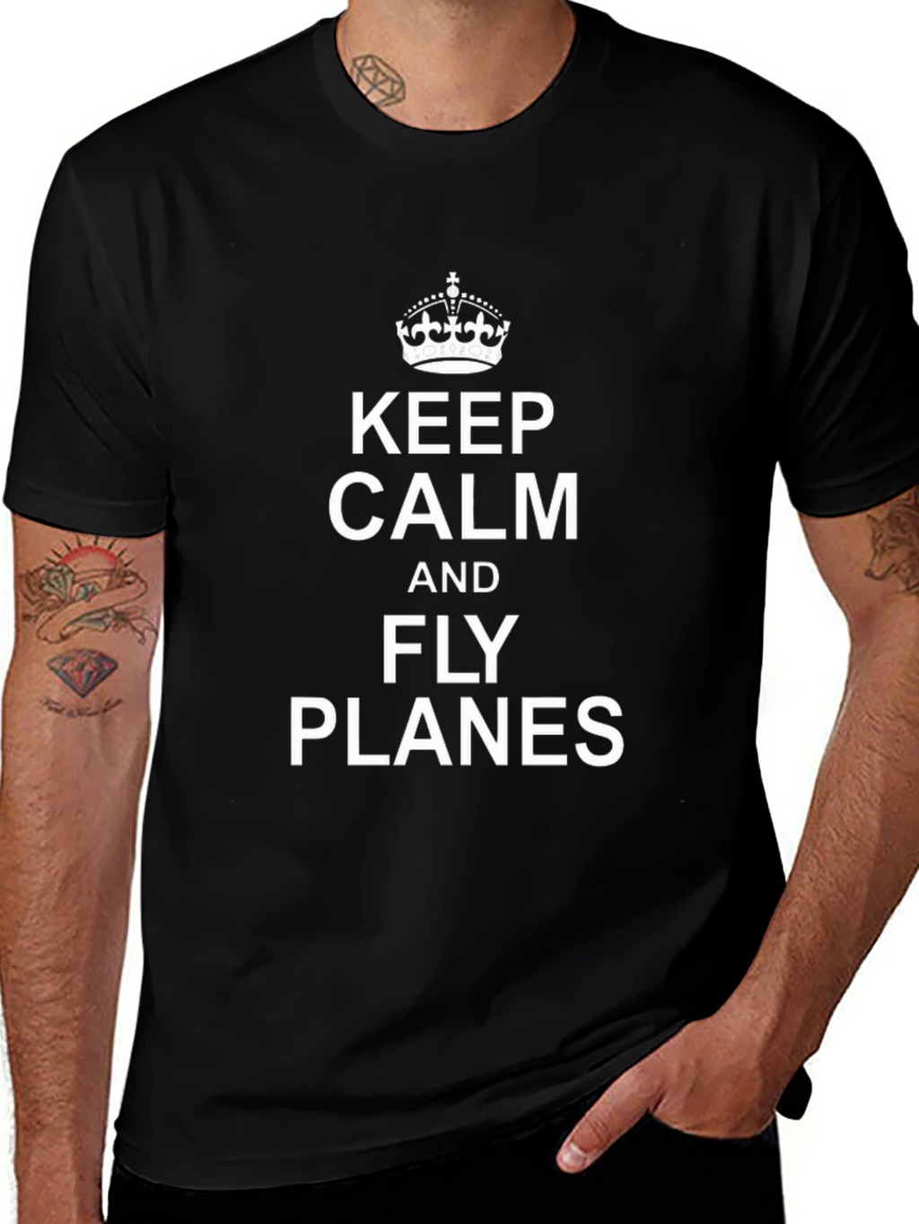 Keep Calm & Fly Planes Black T-Shirt