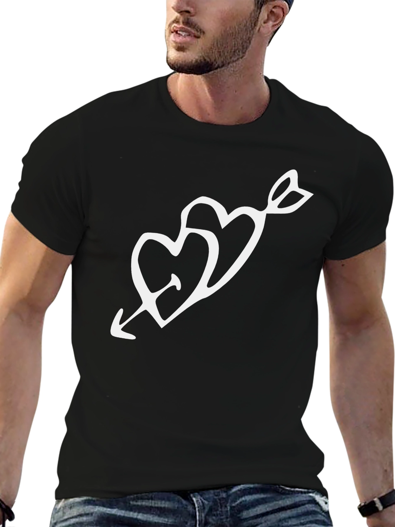 Heart Arrow Graphic Black T-Shirt