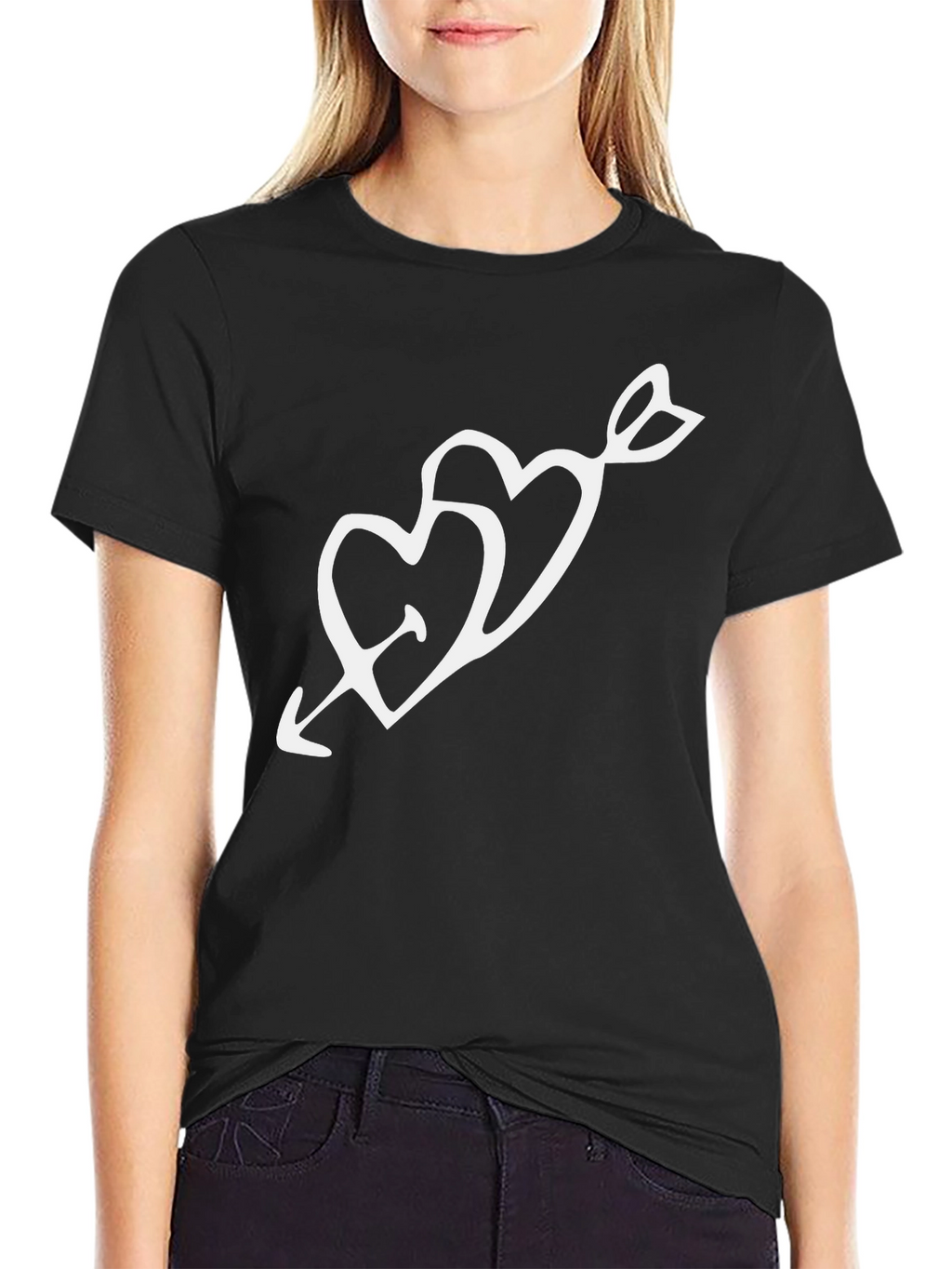 Heart Arrow Graphic Black T-Shirt