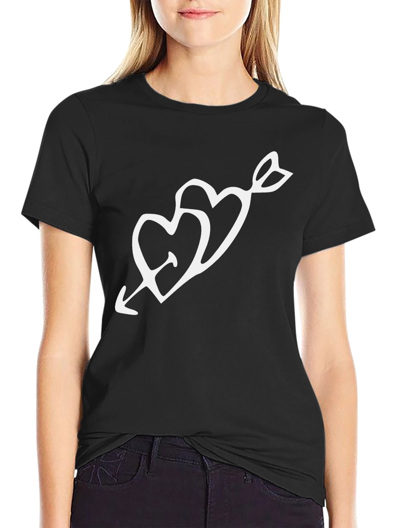 Heart Arrow Graphic Black T-Shirt