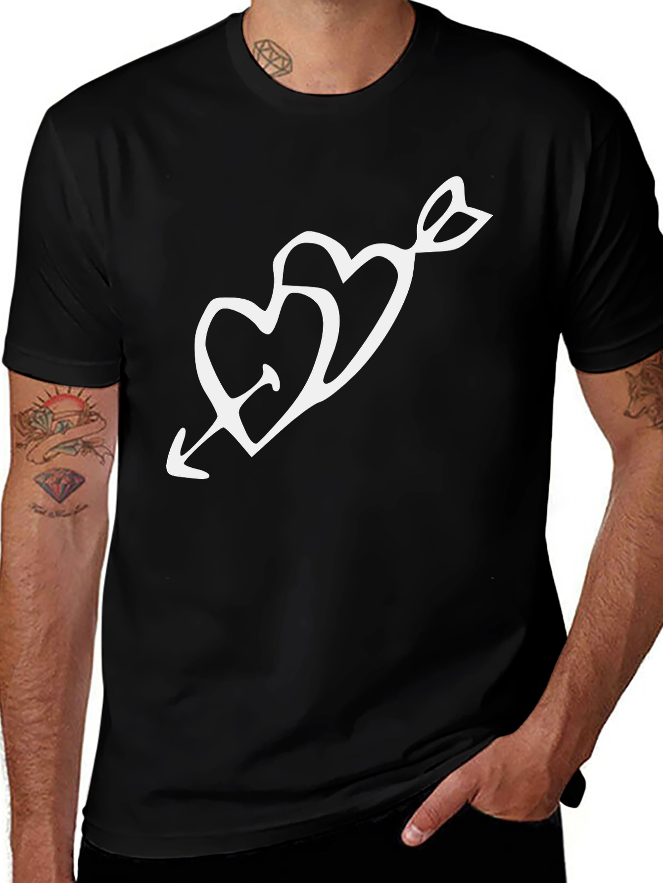 Heart Arrow Graphic Black T-Shirt