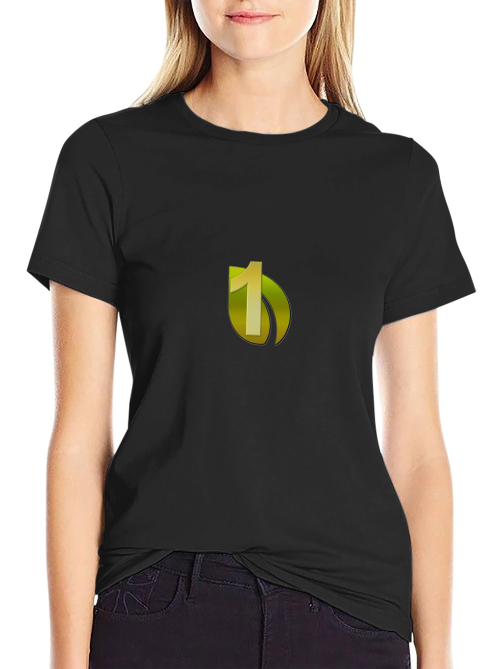 Black Tee with Number One Graphic