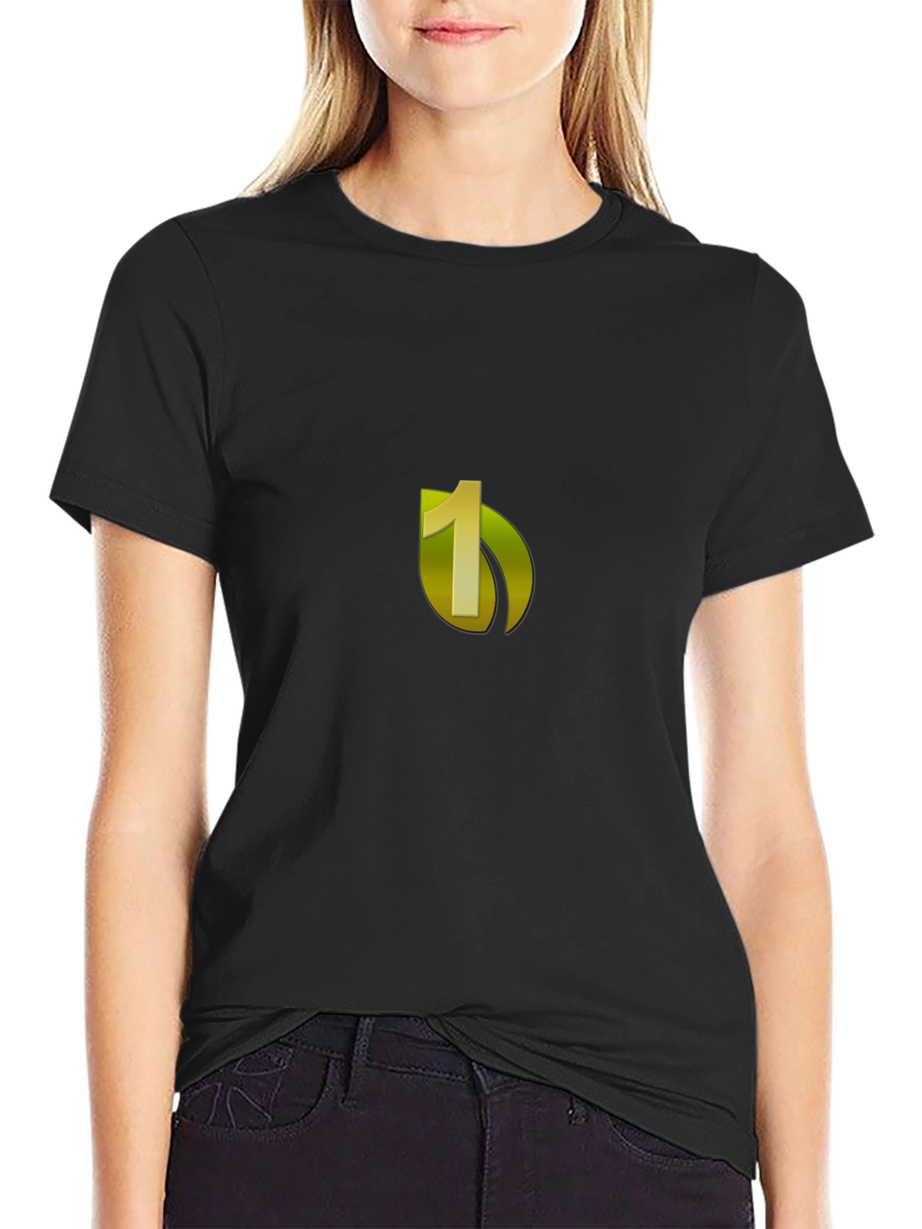 Black Tee with Number One Graphic
