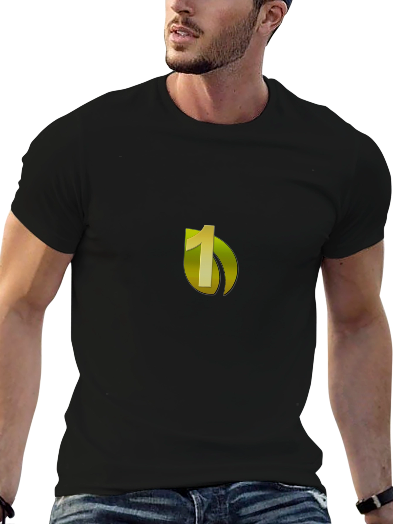 Black Tee with Number One Graphic