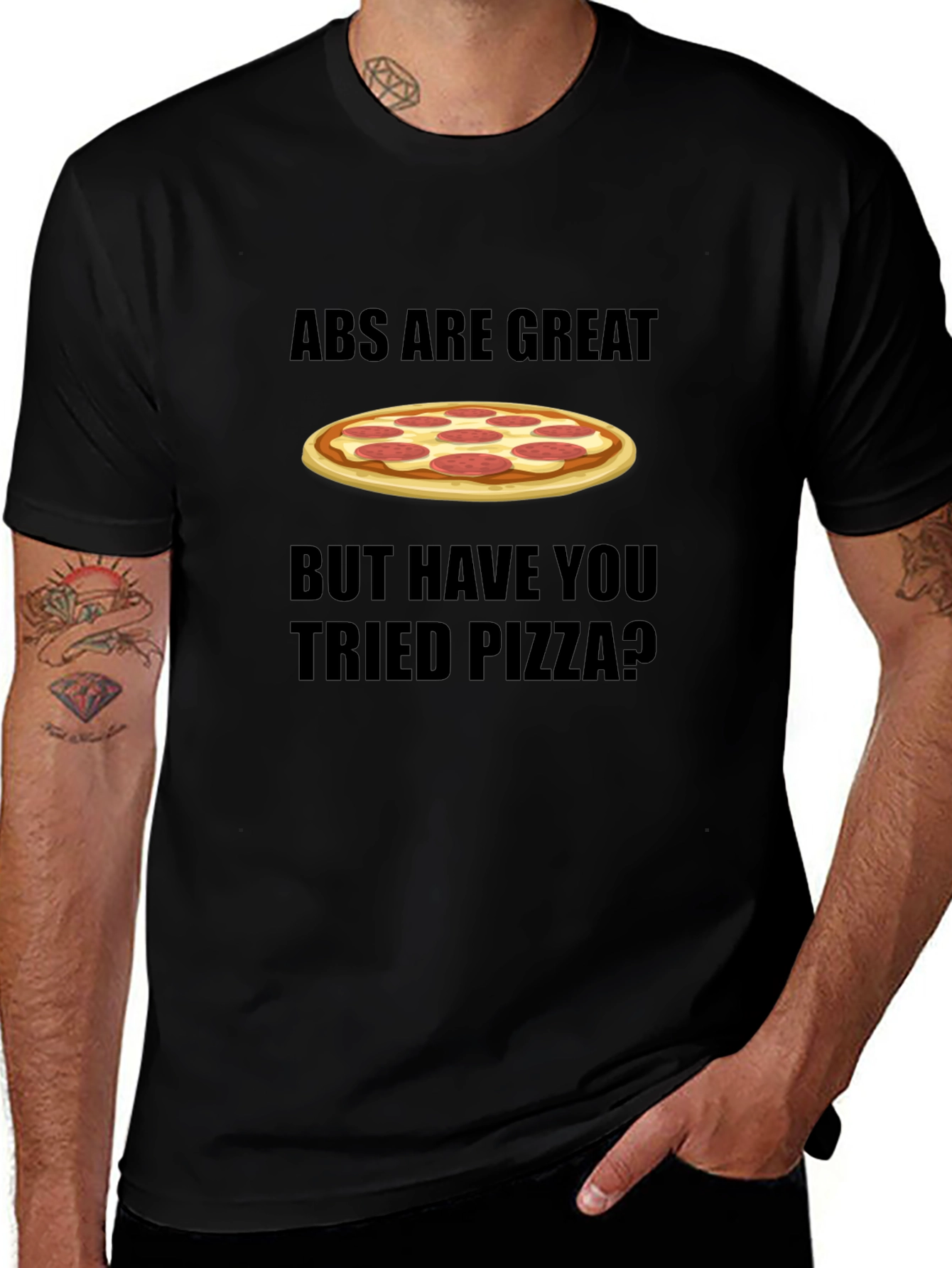 Abs Are Great Pizza T-Shirt Funny Foodie Tee