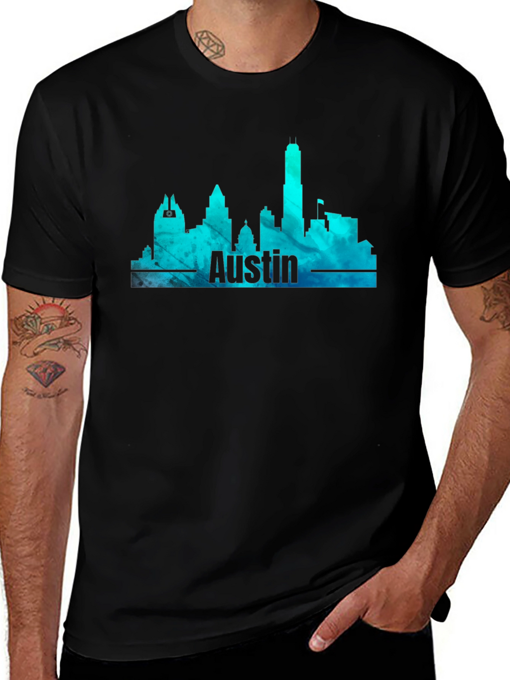 Austin Skyline Mens Graphic T-Shirt