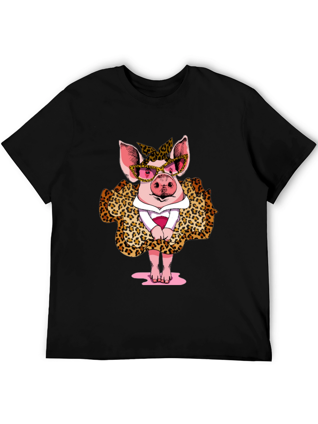 Pig in Leopard Print T-Shirt