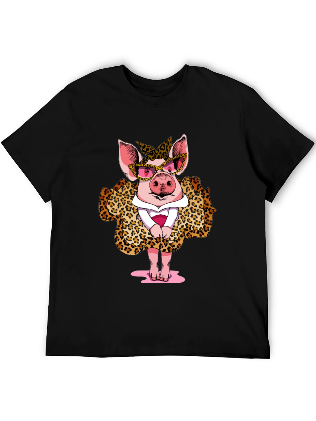 Pig in Leopard Print T-Shirt