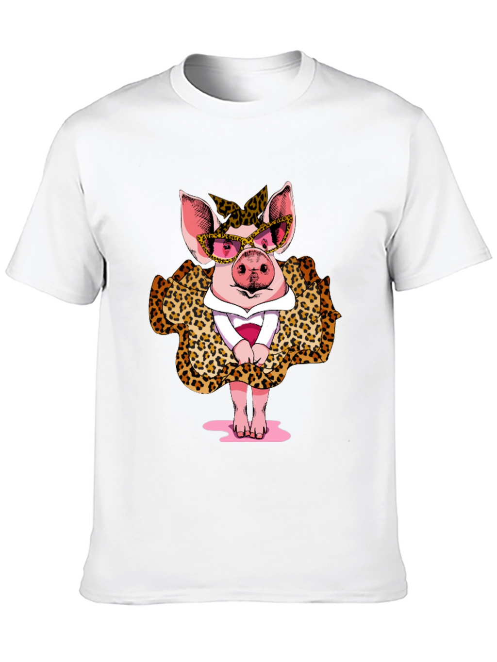 Pig in Leopard Print T-Shirt