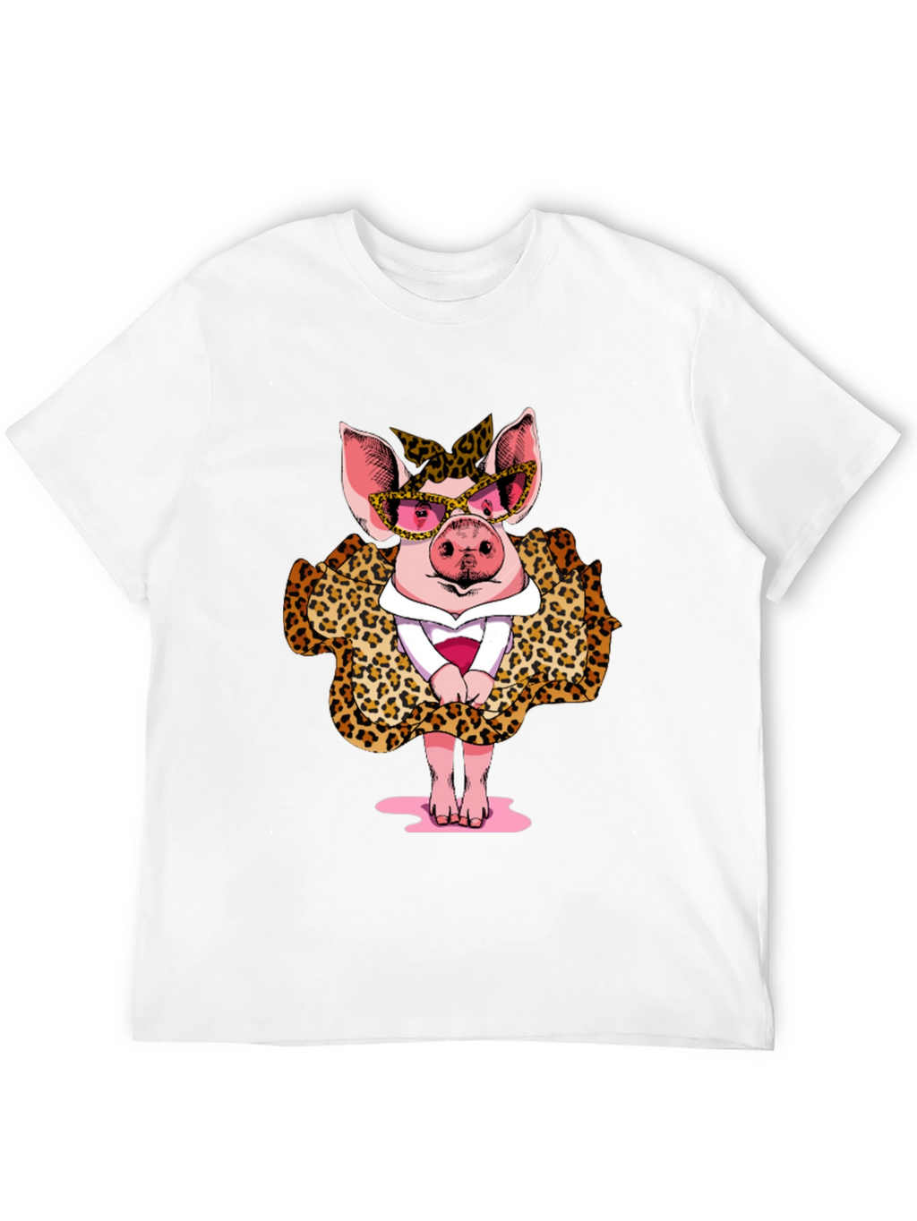 Pig in Leopard Print T-Shirt