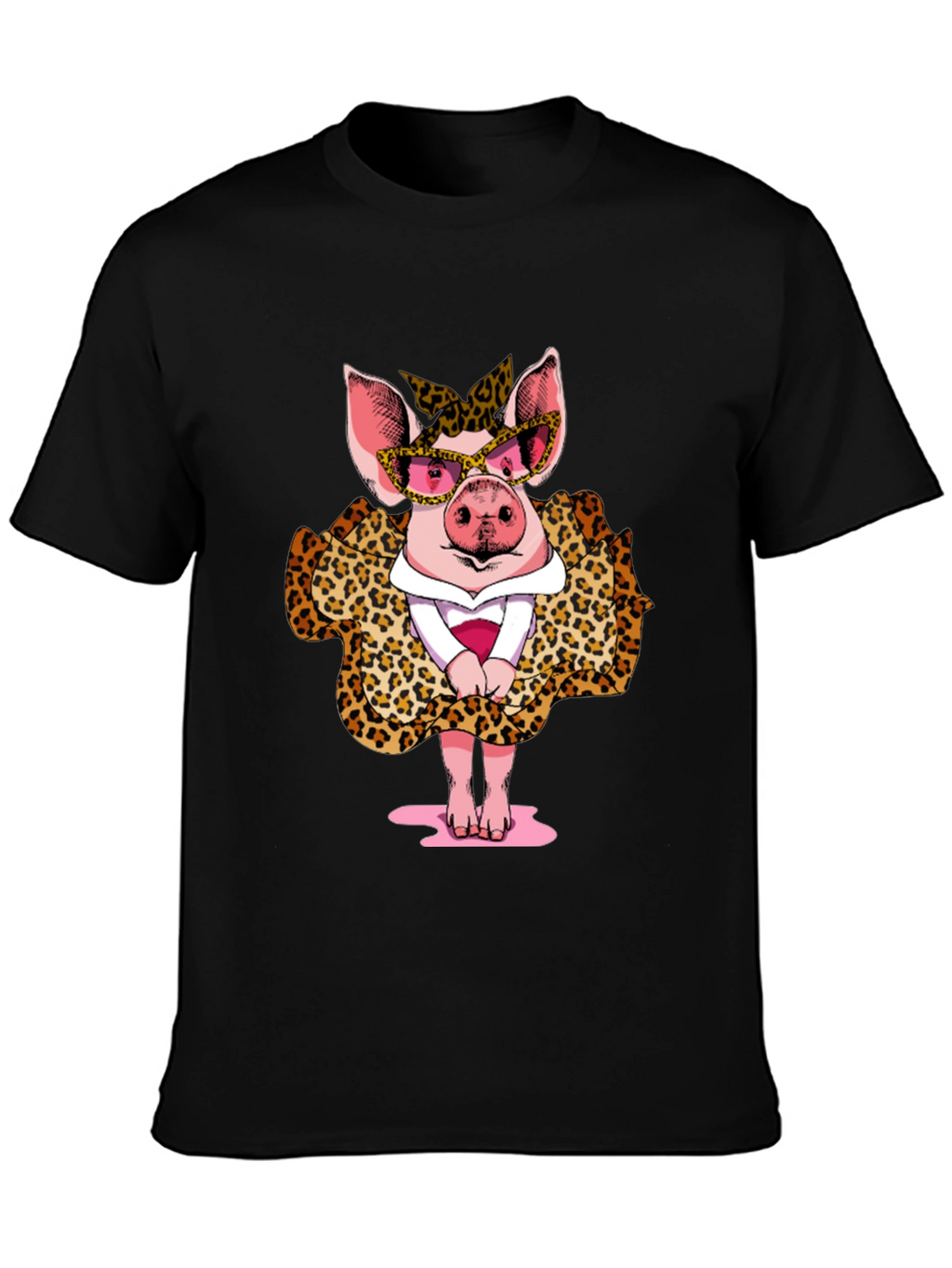 Pig in Leopard Print T-Shirt