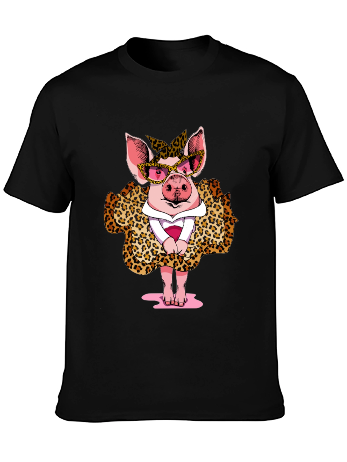 Pig in Leopard Print T-Shirt