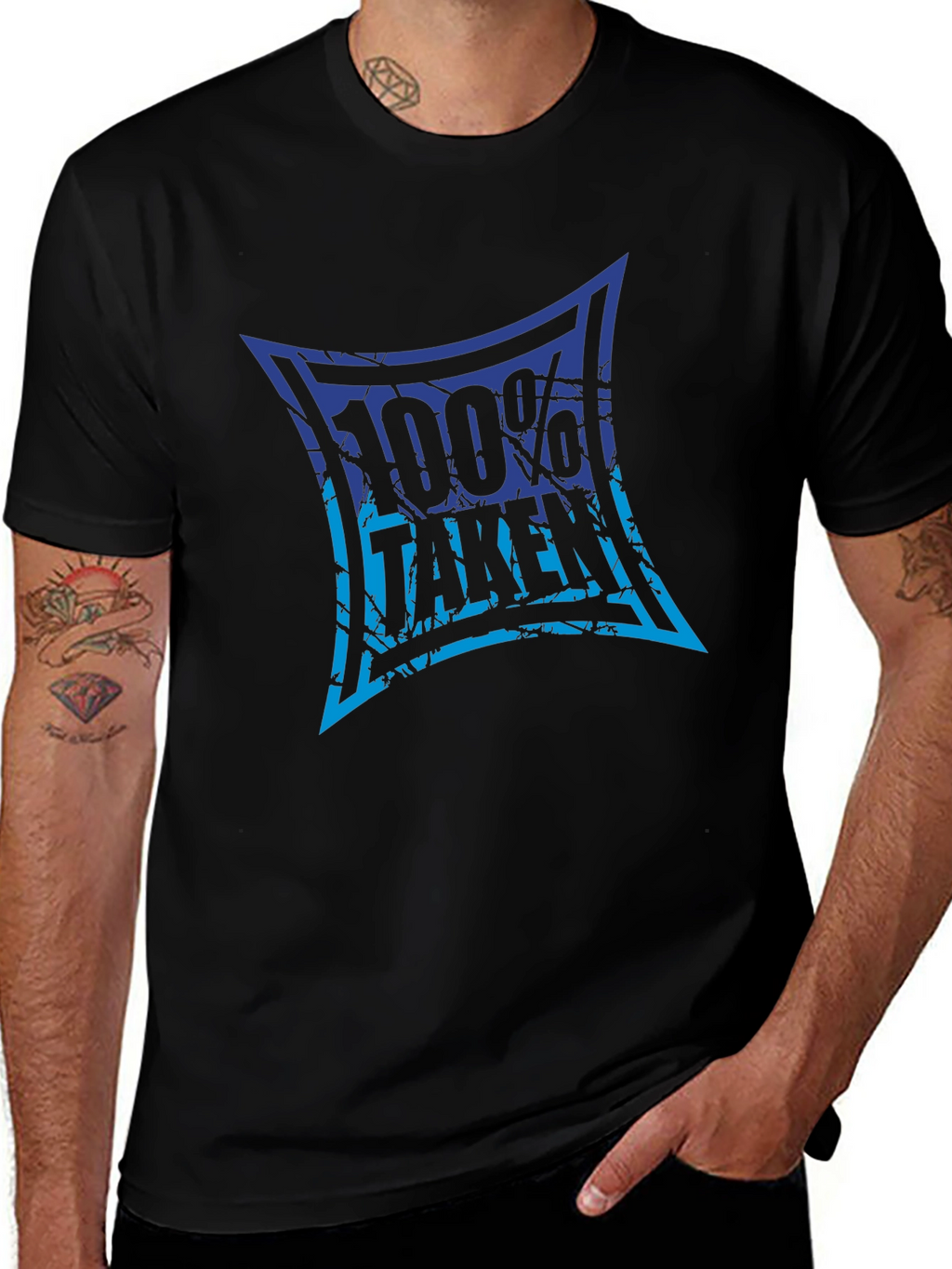 100% Taken Graphic Tee - Black Crew Neck T-Shirt