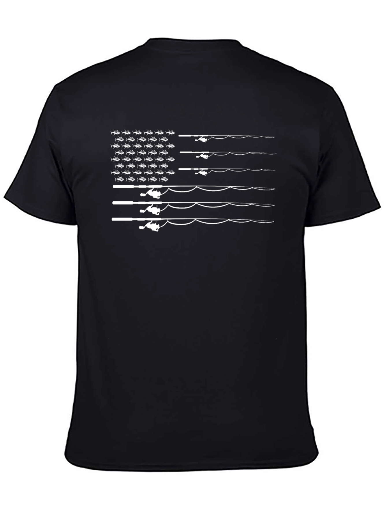 Fishing Rod American Flag Graphic Tee